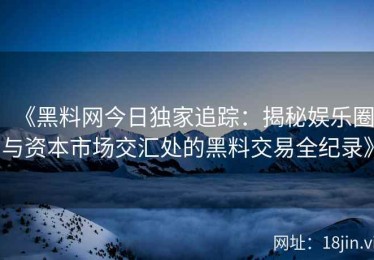 《黑料网今日独家追踪：揭秘娱乐圈与资本市场交汇处的黑料交易全纪录》