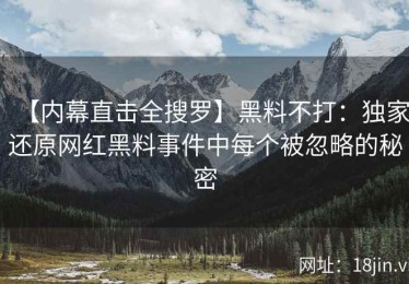 【内幕直击全搜罗】黑料不打：独家还原网红黑料事件中每个被忽略的秘密