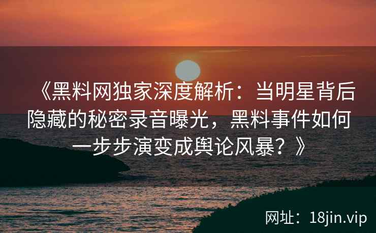 《黑料网独家深度解析：当明星背后隐藏的秘密录音曝光，黑料事件如何一步步演变成舆论风暴？》