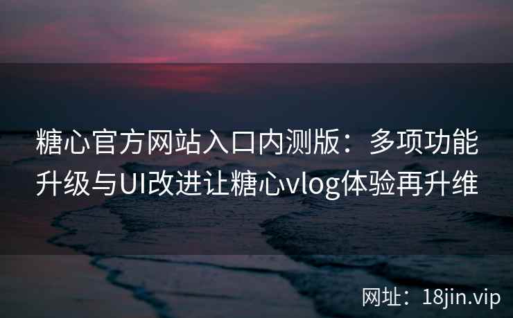 糖心官方网站入口内测版：多项功能升级与UI改进让糖心vlog体验再升维