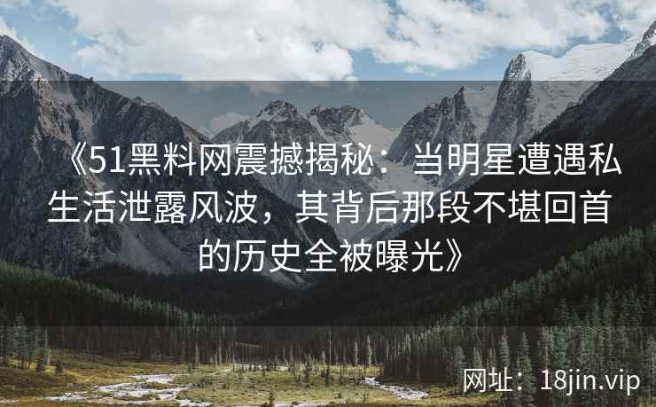 《51黑料网震撼揭秘：当明星遭遇私生活泄露风波，其背后那段不堪回首的历史全被曝光》